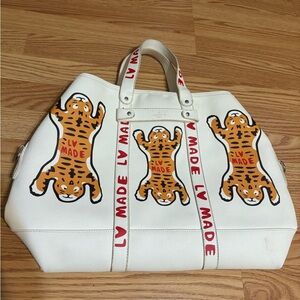 White Tote Bag with Tiger Design
